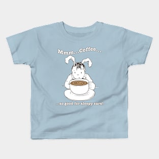 Sleepy Rabbit Enjoys His Morning Coffee Kids T-Shirt